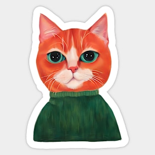 Funny Orange Cat Digital Artwork Sticker